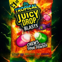 Bazooka Juicy Drop Blasts Tropical Flavour - (12x120g)