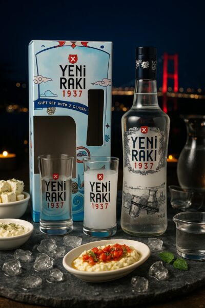 Yeni Raki - 45% Vol. - (0,7L) - in Geschenkbox mit 2 Gläsern