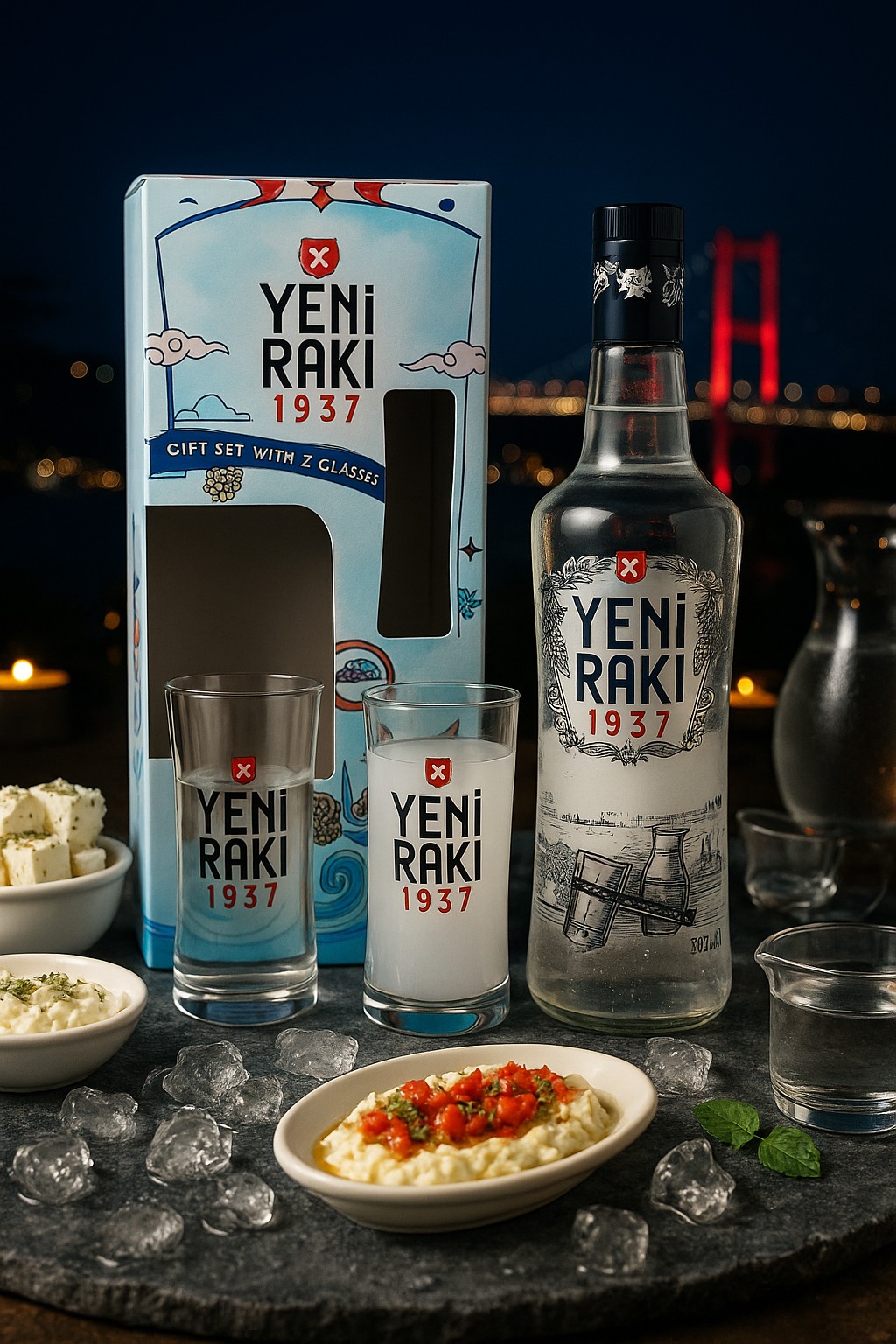 Yeni Raki 45% Vol. 0,7l in Geschenkbox mit 2 Gläsern Yeni Raki - 45% Vol. - (0,7L) - in Geschenkbox mit 2 Gläsern - Image 1