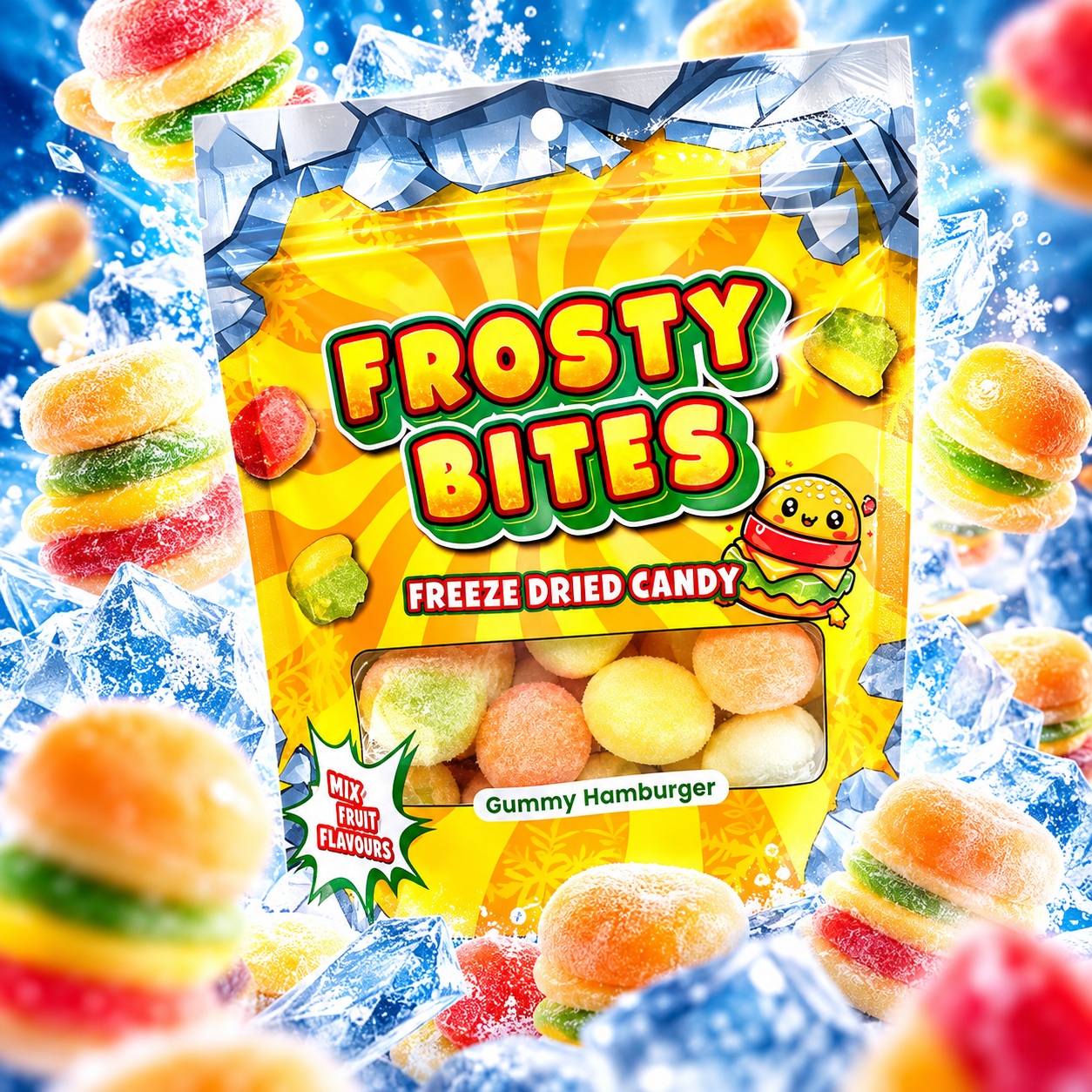 Frosty_Bites_Gummy_Hamburger_1254 Frosty Bites Hamburger Candy - (24x50g) – Bild 1
