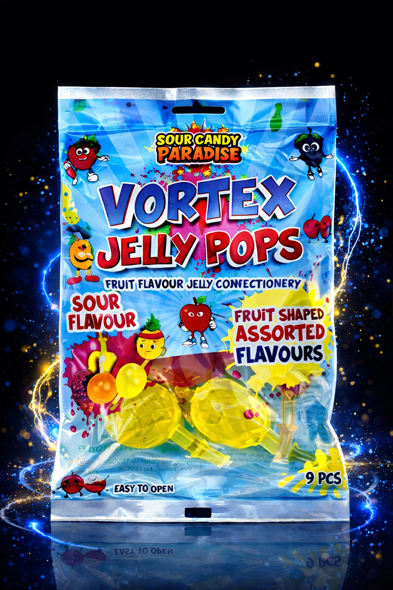 Wortex Jelly Pops mavi Sour Candy Paradise Vortex Jelly Pops Sour Flavour - (12x315g) - Image 1