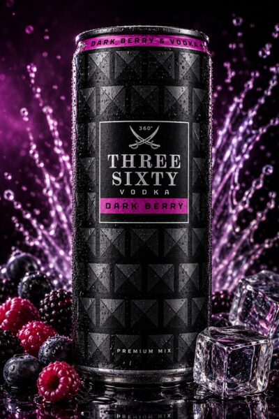 Three Sixty Vodka Dark Berry 10% - (12×330ml)