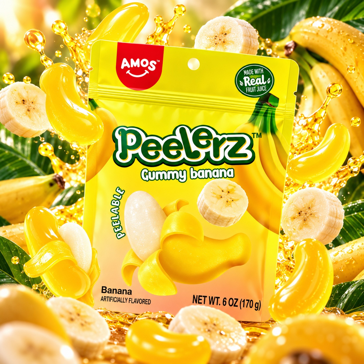 AMOS_Peelerz_Gummy_Banana_170g Amos Peelerz Gummy Banana – (24x65g) – Bild 1